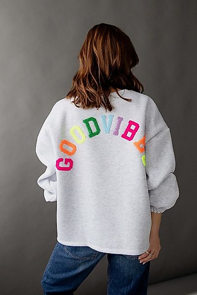 von Herzen Sweatshirt SWEATER "GOOD VIBES" - mit buntem Flock auf dem Rücke günstig online kaufen