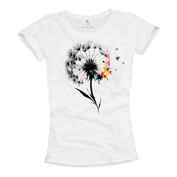 MAKAYA T-Shirt Damen Top mit Pusteblume günstig online kaufen