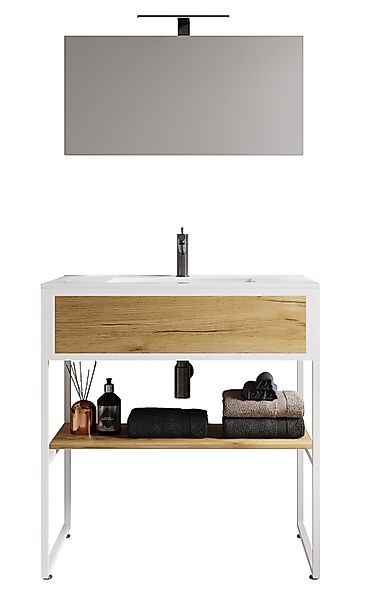 VCM Waschbeckenunterschrank "VCM 3-tlg. Waschplatz Waschtisch Badmöbel Set günstig online kaufen