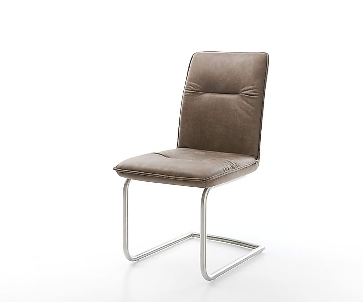 Freischwinger Vinjo-Flex Mikrofaser Taupe Vintage Freischwinger rund Edelst günstig online kaufen