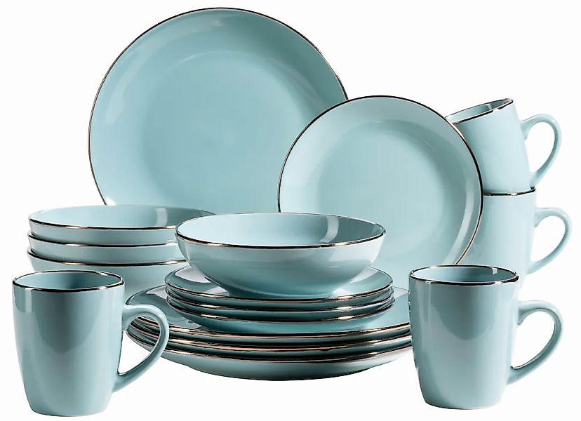 MÄSER Kombiservice "METALLIC RIM, Geschirr-Set, Steinzeug" günstig online kaufen