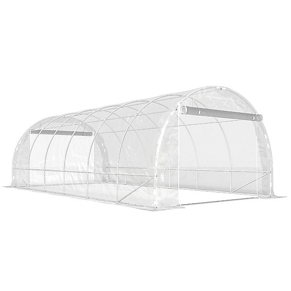 Outsunny Gewächshaus für Außen 6x3x2 m, Tunnelgewächshaus mit 2 Aufrolltüre günstig online kaufen