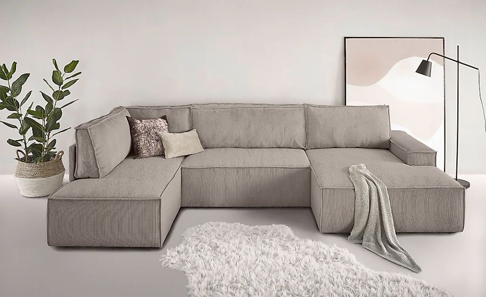 Home affaire Wohnlandschaft "SHERWOOD 329 cm, U-Form, Schlafsofa," günstig online kaufen