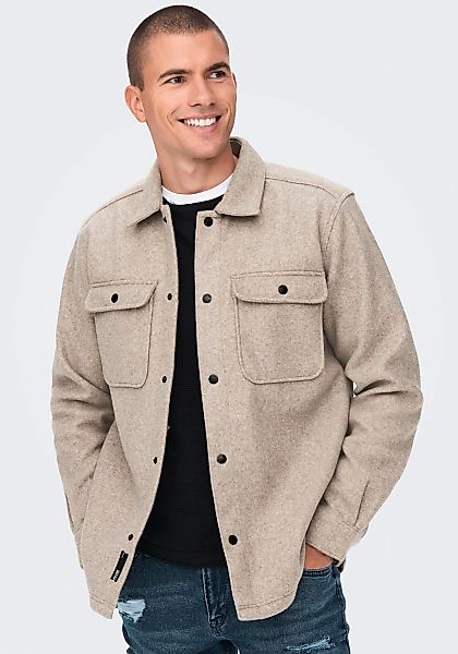 ONLY & SONS Langarmhemd ONSASH OVR WOOLEN LOOK PKT LS SHIRT NOOS günstig online kaufen