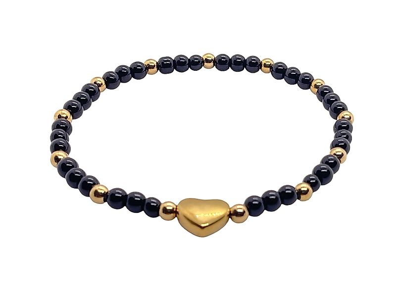 Steinfixx® Perlenarmband Obsidian Armband 4mm mit Messingherz und Geschenkb günstig online kaufen