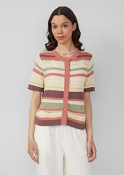 QS Funktionsjacke Kurzarm-Cardigan in Häkeloptik günstig online kaufen