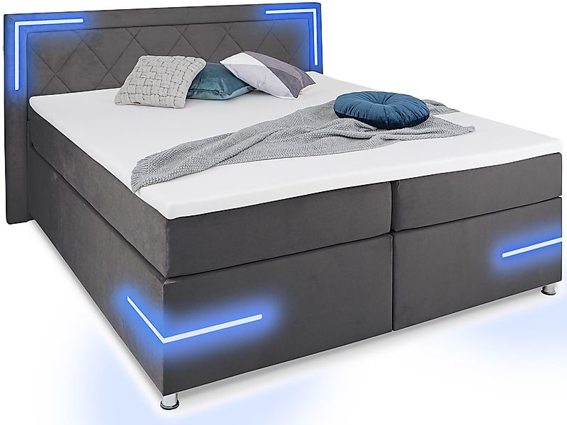 wonello Boxspringbett Arizona, mit LED Beleuchtung günstig online kaufen