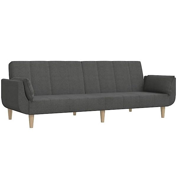 vidaXL Sofa Schlafsofa 2-Sitzer mit 2 Kissen Dunkelgrau Stoff günstig online kaufen