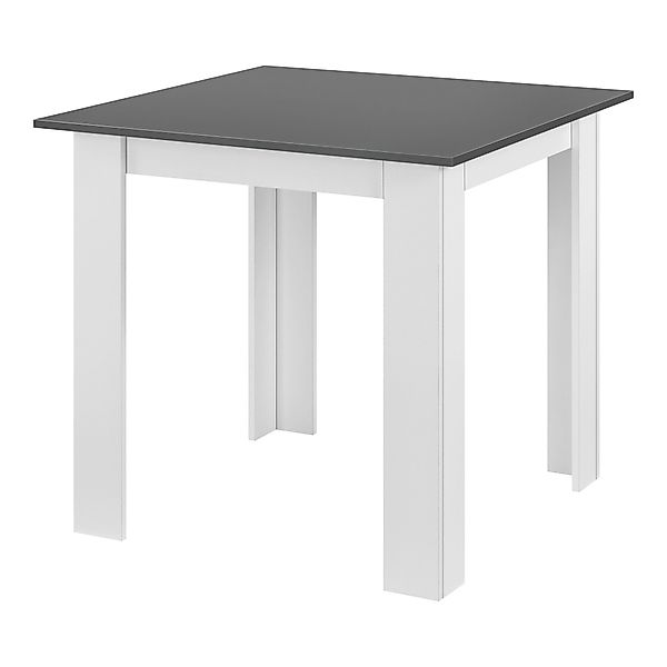 en.casa Esstisch, Algermissen Küchentisch 80x80x76cm Weiß/Dunkelgrau günstig online kaufen