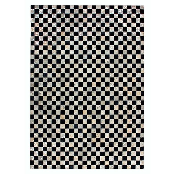 Patchwork Teppich in Schwarz und Weiß Echtfell günstig online kaufen
