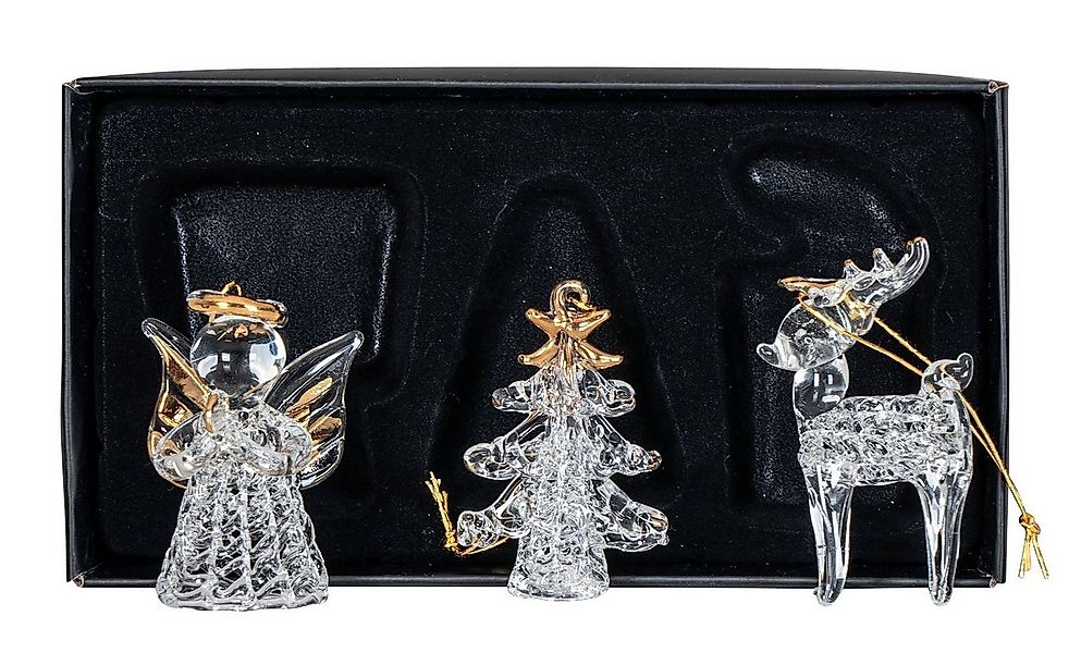 Levandeo® Christbaumschmuck, 3er Set Deko-Anhänger Engel Rentier Baum Glas günstig online kaufen