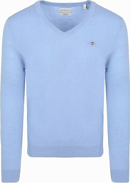 Gant Pullover V-Ausschnitt Wool Blend Hellblau - Größe XXL günstig online kaufen