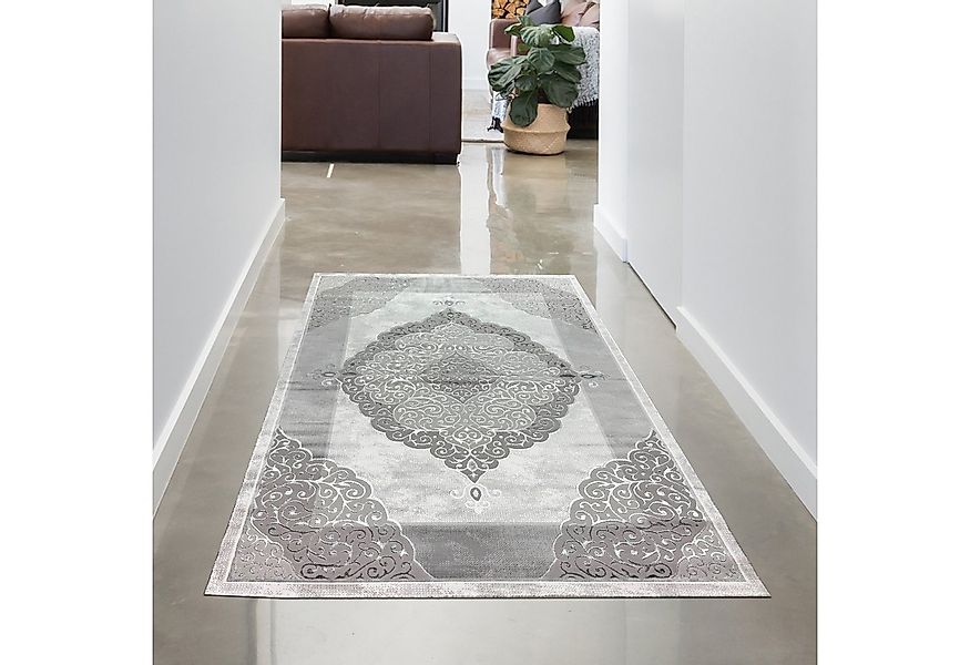Carpetia Teppich Teppich modern grau silber Ornament Muster strapazierfähig günstig online kaufen