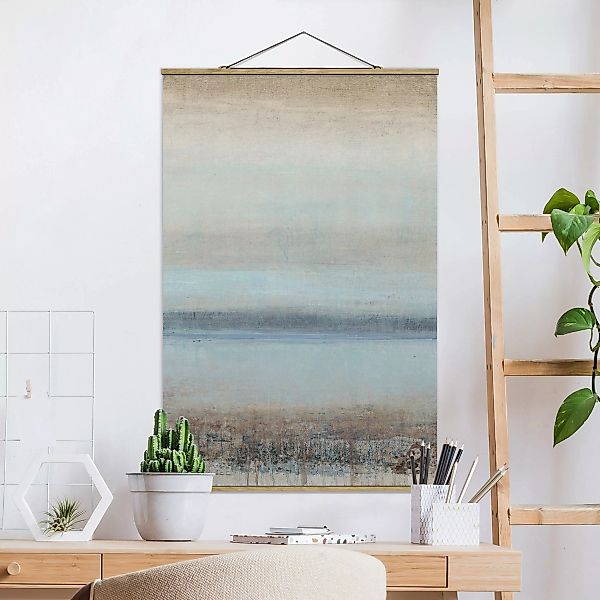 Stoffbild Abstrakt mit Posterleisten - Hochformat Horizont über Blau I günstig online kaufen