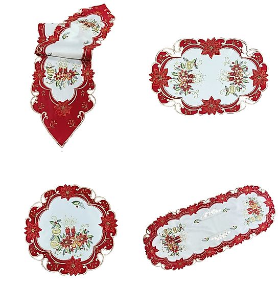 Westernlifestyle Tischläufer Weihnachtsdecke Rot Weiß bestickt günstig online kaufen