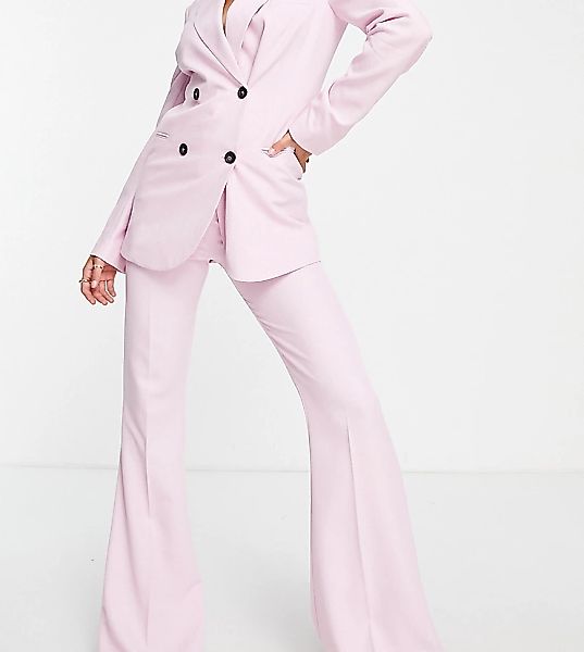 ASOS DESIGN Tall – Schmal geschnittene Anzughose mit Schlag-Rosa günstig online kaufen