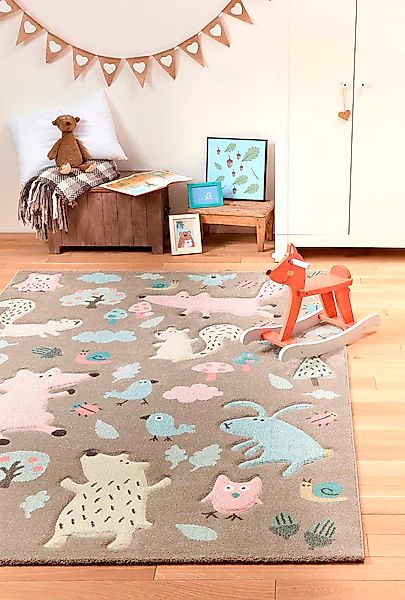 Sigikid Kinderteppich »Forest«, rechteckig, 13 mm Höhe, Wald Tiere Design, günstig online kaufen