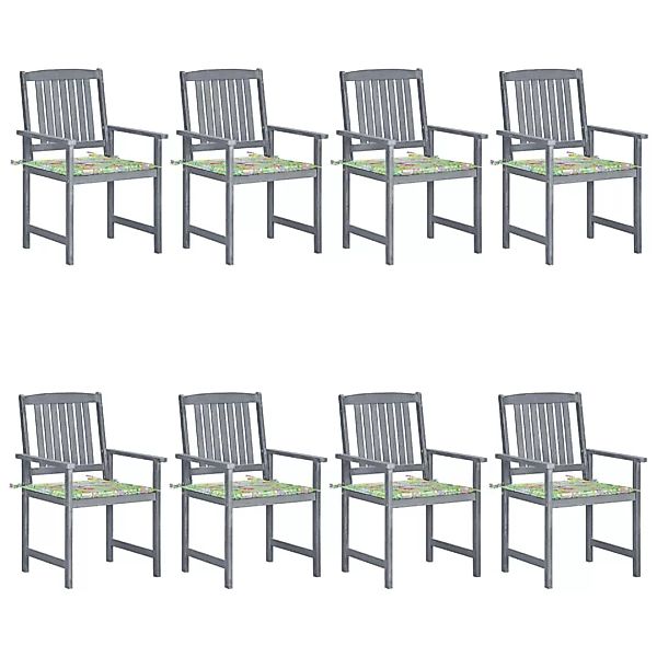 Gartenstühle Mit Kissen 8 Stk. Massivholz Akazie Grau günstig online kaufen
