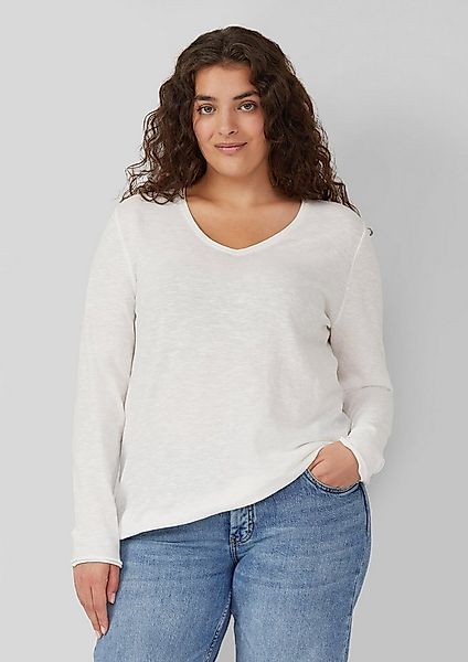 s.Oliver Langarmshirt T-Shirt Jersey-Shirt mit V-Ausschnitt und Rollsaum günstig online kaufen