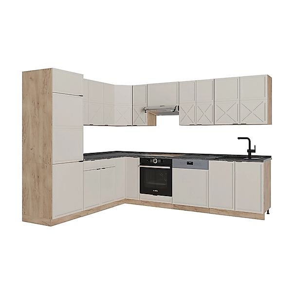 Vicco Fame-Line Eckküche GrauBeige/Goldkraft Eiche 227 x 287 cm AP Anthrazi günstig online kaufen