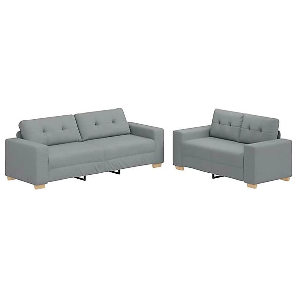 vidaXL 2-Teiliges Sofa-Set mit Kissen Hellgrau Stoff 3324710 günstig online kaufen