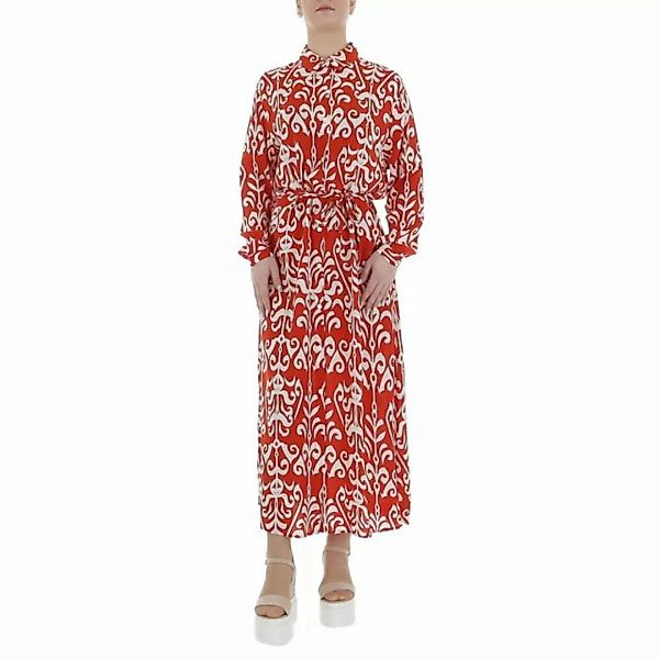 Ital-Design Maxikleid Damen Freizeit Ornamente Blusenkleid in Rot günstig online kaufen