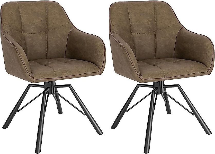 Woltu Polsterstuhl (2 St), drehbar Esszimmerstuhl mit Armlehnen Rückenlehne günstig online kaufen