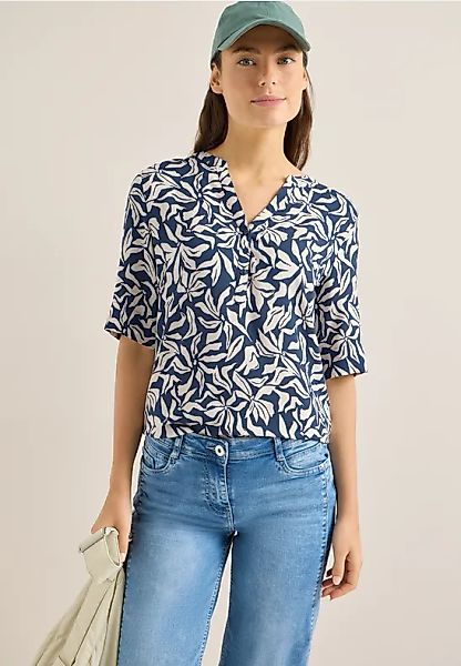 CECIL Bluse mit Split Neck und Elastiksaum günstig online kaufen