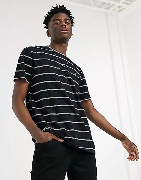 AllSaints – Louis – T-Shirt in Schwarz mit Streifen günstig online kaufen