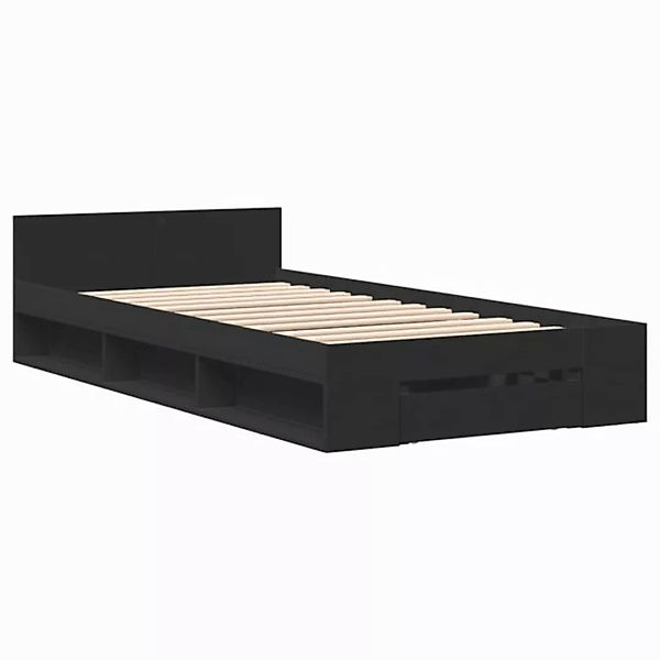 vidaXL Bett Bettgestell mit Schublade Schwarz 75x190 cm Holzwerkstoff günstig online kaufen