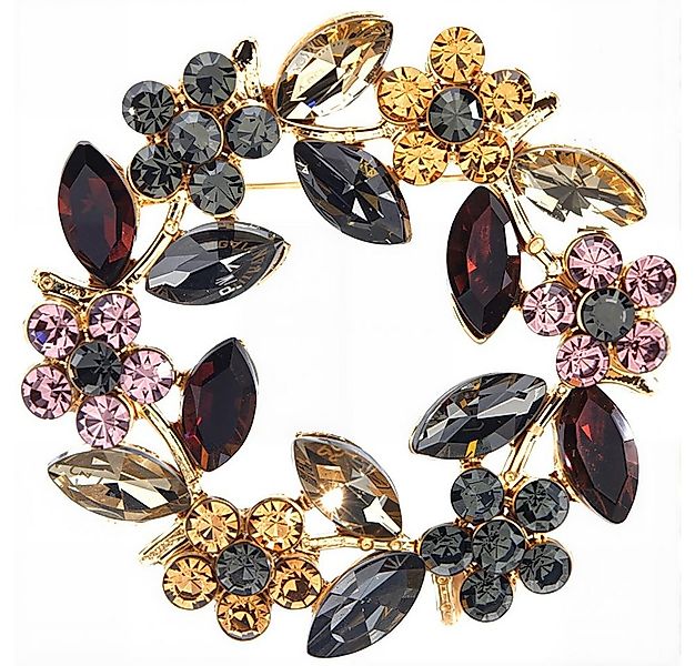 FOUORTUNATE-BEE Brosche Blumenkranz-Brosche mit Strass, eleganter Anstecker günstig online kaufen
