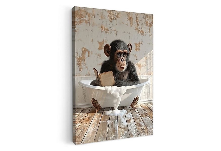 OneMillionCanvasses® Leinwandbild Vintage - Affe - Badewanne - Schaumstoff günstig online kaufen