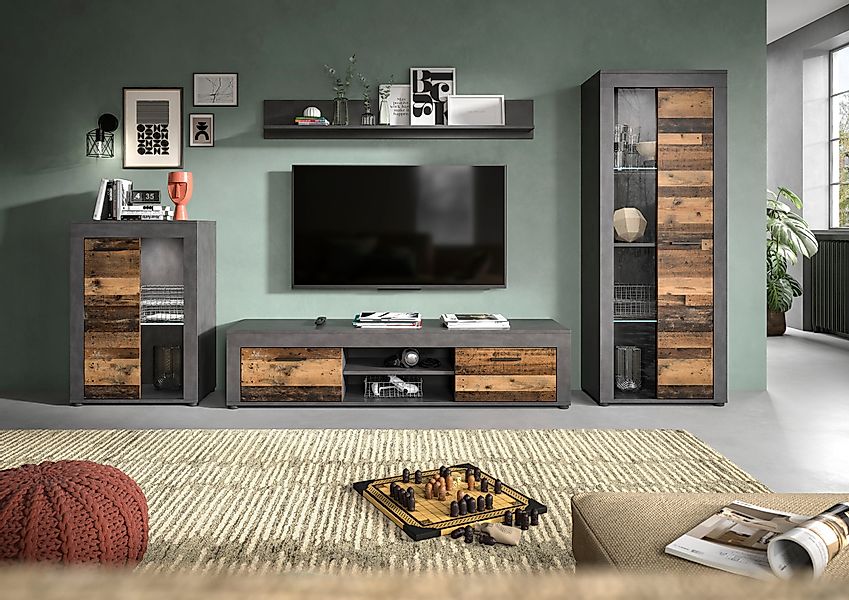 INOSIGN Wohnwand "Aosta, 4-tlg., best. aus: Vitrine, Lowboard, Wandboard & günstig online kaufen