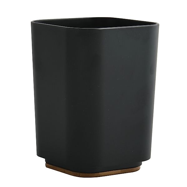 MSV Zahnputzbecher Kamla Polystyrol und Bambus 7,9 x 7,9 x 11,1 cm Schwarz günstig online kaufen