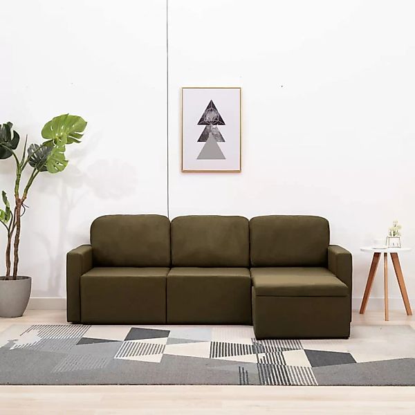 Modulares 3-sitzer-schlafsofa Braun Stoff günstig online kaufen