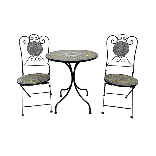 Moawo 3teiliges Mosaik Sitzgarnitur Bistromöbel Gartengarnitur Tisch Stühle günstig online kaufen