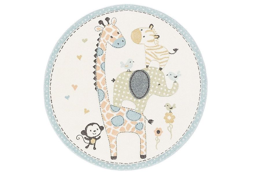 Pergamon Kinderteppich Kinder Teppich Maui Kids Safari Tiere Bunt Rund, Run günstig online kaufen