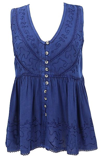 Guru-Shop T-Shirt Top Boho chic, besticktes Top - blau Festival, Ethno Styl günstig online kaufen