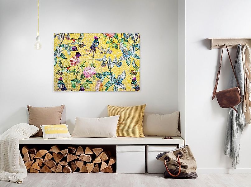 Bricoflor Wandbild Mit Vogel In Hellblau Leinwand Bild Mit Paradiesvogel Un günstig online kaufen