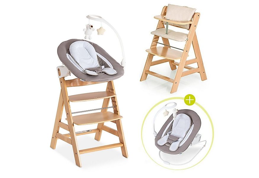 Hauck Hochstuhl Alpha Plus Natur - Newborn Set Deluxe (Set, 4 St), Holz Bab günstig online kaufen