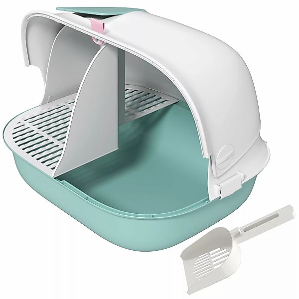 PawHut Katzentoilette mit Deckel, Katzenklo mit Sieb, Tür, Schaufel, geschl günstig online kaufen