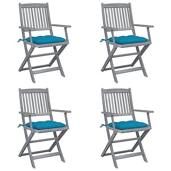 vidaXL Klappbare Gartenstühle 4 Stk mit Kissen Massivholz Akazie 3064528 günstig online kaufen