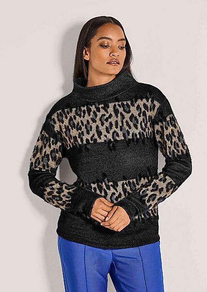 MADELEINE Langarmshirt Leo-Design Pullover mit Stehkragen Luxuriöser Jacqua günstig online kaufen