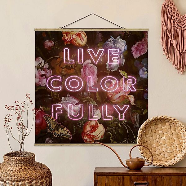 Stoffbild Blumen mit Posterleisten - Quadrat Live Color Fully günstig online kaufen