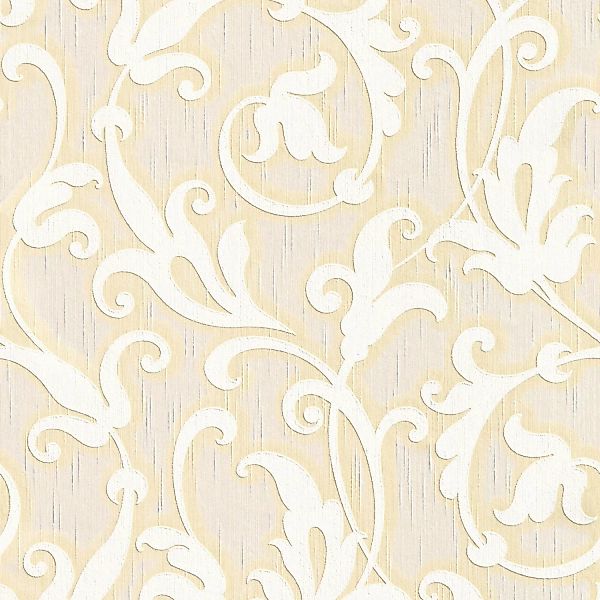 Bricoflor Vlies Textiltapete in Creme Weiß Elegante Tapete mit Ornament Flo günstig online kaufen
