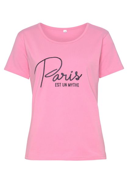 Vivance Kurzarmshirt T-Shirt mit Stickerei, Loungewear günstig online kaufen