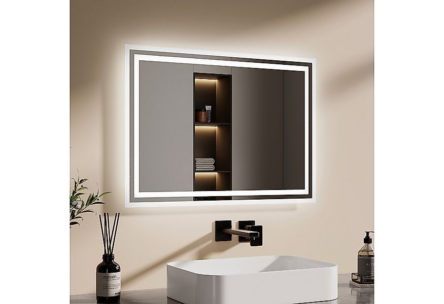 EMKE Badspiegel mit Druckknopfschalter Beleuchtung LED Badezimmerspiegel (V günstig online kaufen