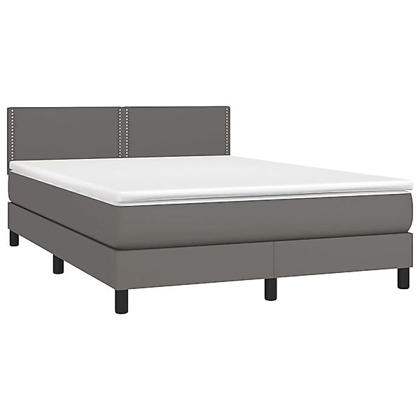vidaXL Boxspringbett mit Matratze & LED Grau 140x190 cm Kunstleder 3134163 günstig online kaufen