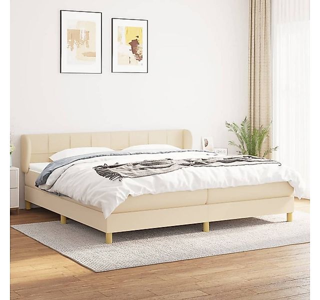 vidaXL Boxspringbett, Boxbett mit Matratze Creme 200x200 cm Stoff günstig online kaufen