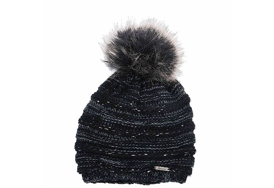 Antonio Strickmütze Antonio Strick Mütze Beanie mit Bommel schwarz (1-St) günstig online kaufen